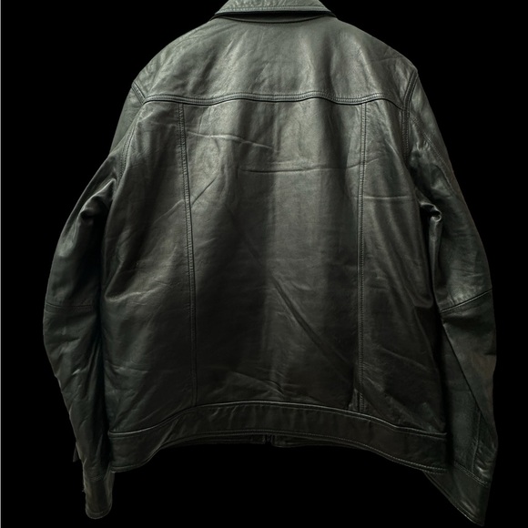 Perry Ellis Portfolio genuine leather Bomber jacket - Picture 2 of 5